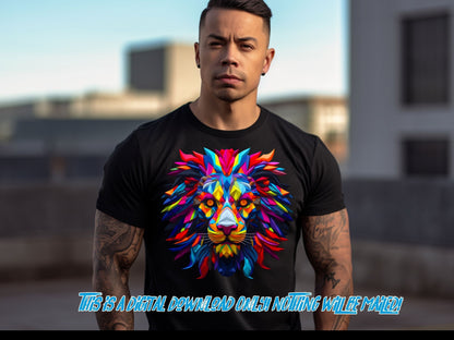 Colorful Sublimation PNG Design - Vibrant Digital Graphic for Shirts, Lion PNG - Thrifty Creators