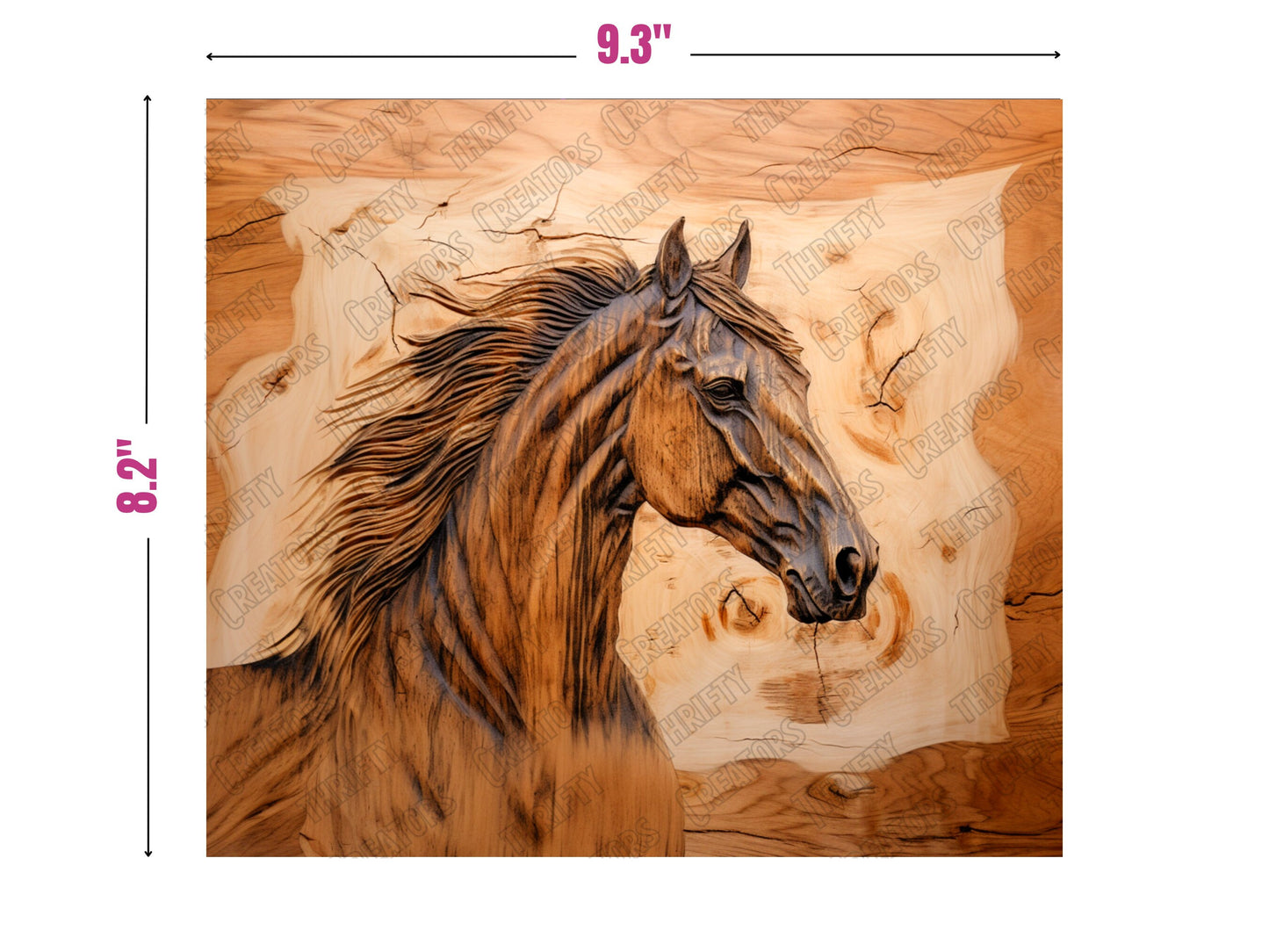 Wood Carved Horse 20 oz Skinny Tumbler Sublimation Design, Instant Digital Download PNG, Straight  Tumbler Wrap PNG, Thrifty Creators