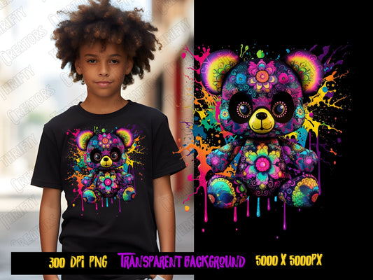 Graffiti png, Teddy Bear png, Colorful png, urban designs, dtf, dtg, pod png, abstract png