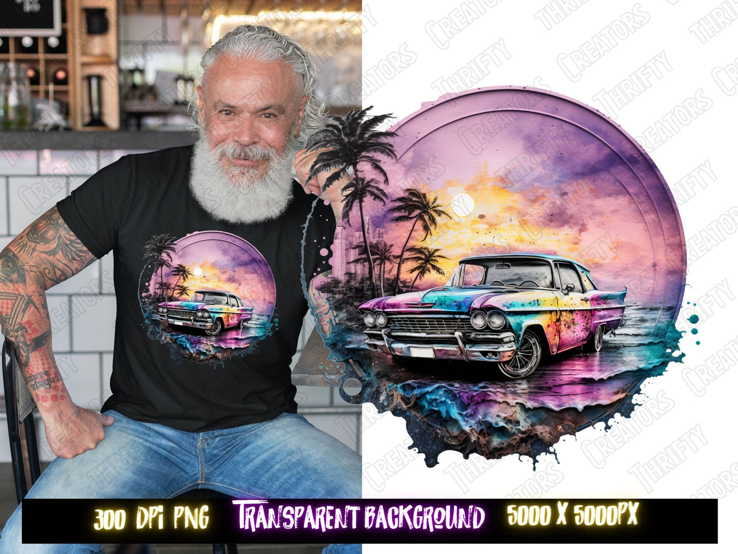 DTF png for tshirt designs, png files for sublimate, png, dtf designs, sublimate shirt designs, trend png, graphic tee png, retro car sunset