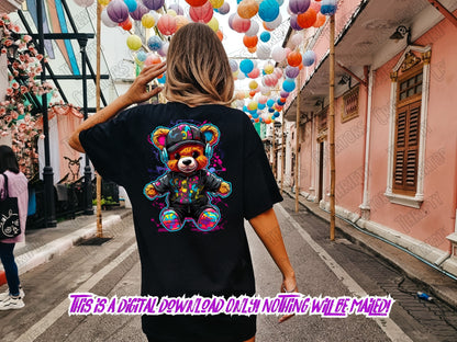 Teddy Bear png for Colorful png design.  Shirts and sublimation designs for urban design and streetwear, hoodie designs, sweatshirt designs