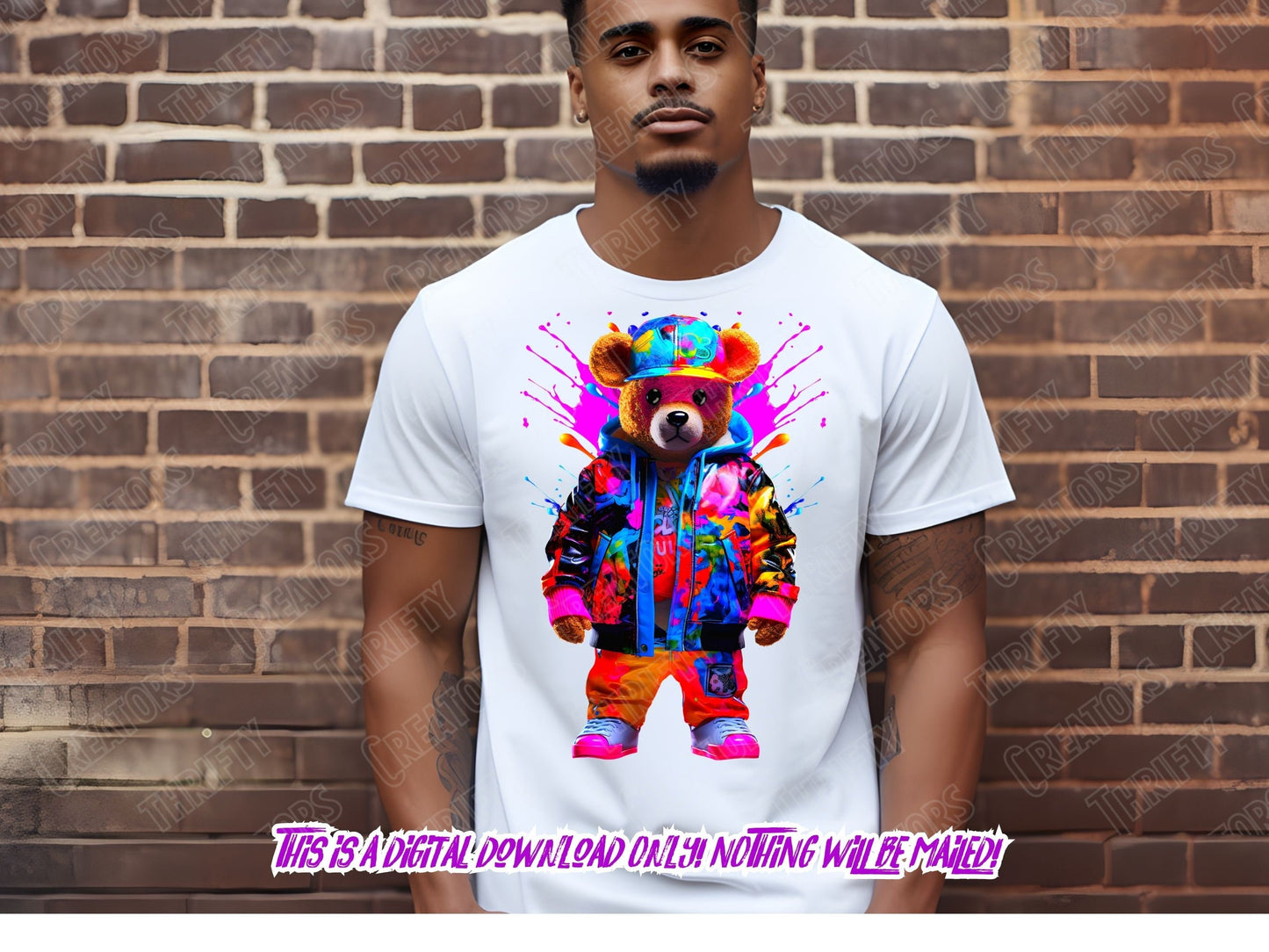 Teddy Bear png for Colorful png design.  Shirts and sublimation designs for urban design and streetwear, dtg - Thrifty Creators