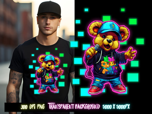 Teddy Vibes, DTF Png, Teddy Bear png, Sublimate Designs for shirt, png file for sublimate, hip hop png, shirt designs