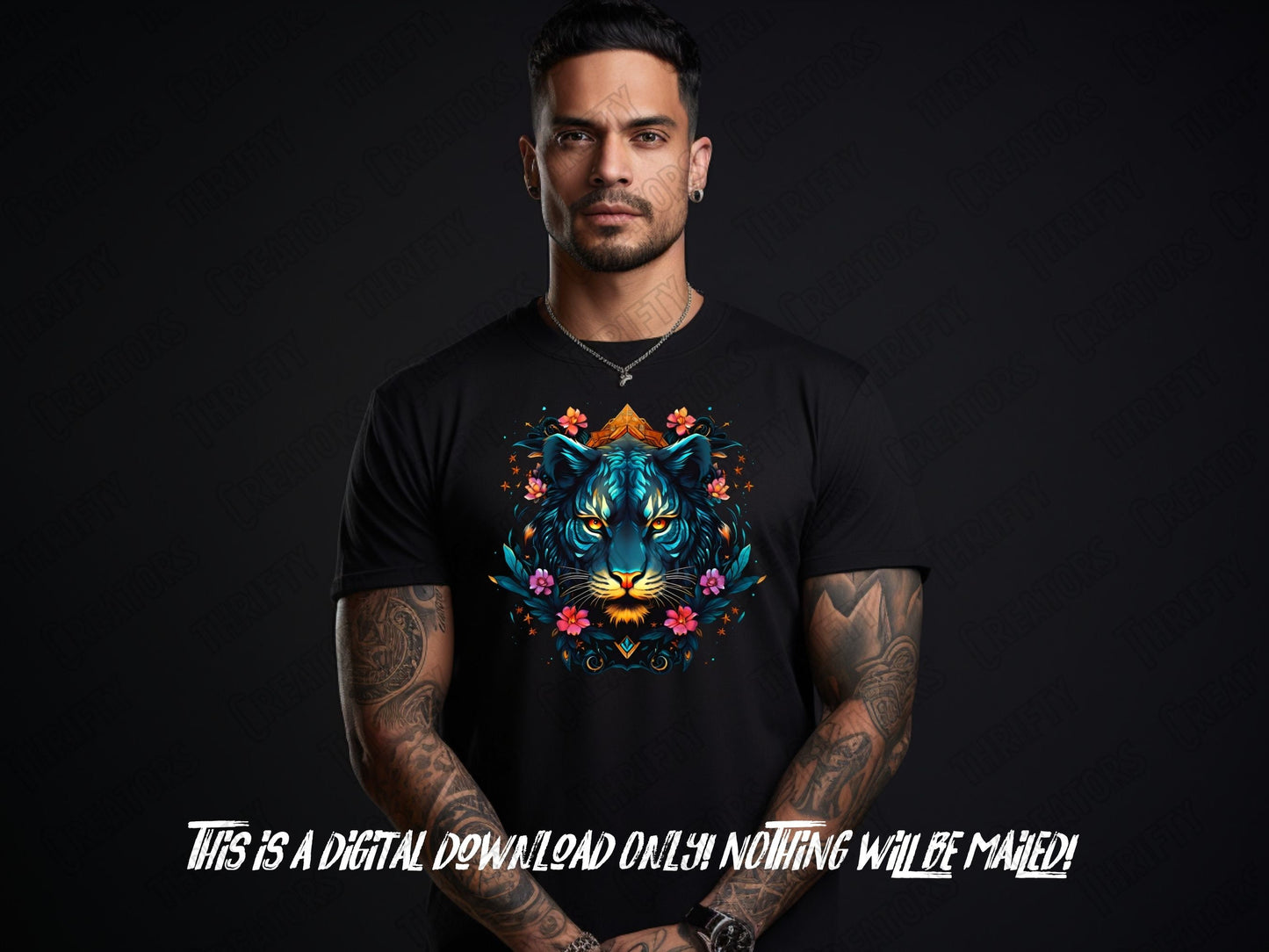 Colorful Sublimation PNG Design - Vibrant Digital Graphic for Shirts, Tiger PNG - Thrifty Creators