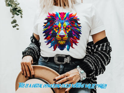 Colorful Sublimation PNG Design - Vibrant Digital Graphic for Shirts, Lion PNG - Thrifty Creators