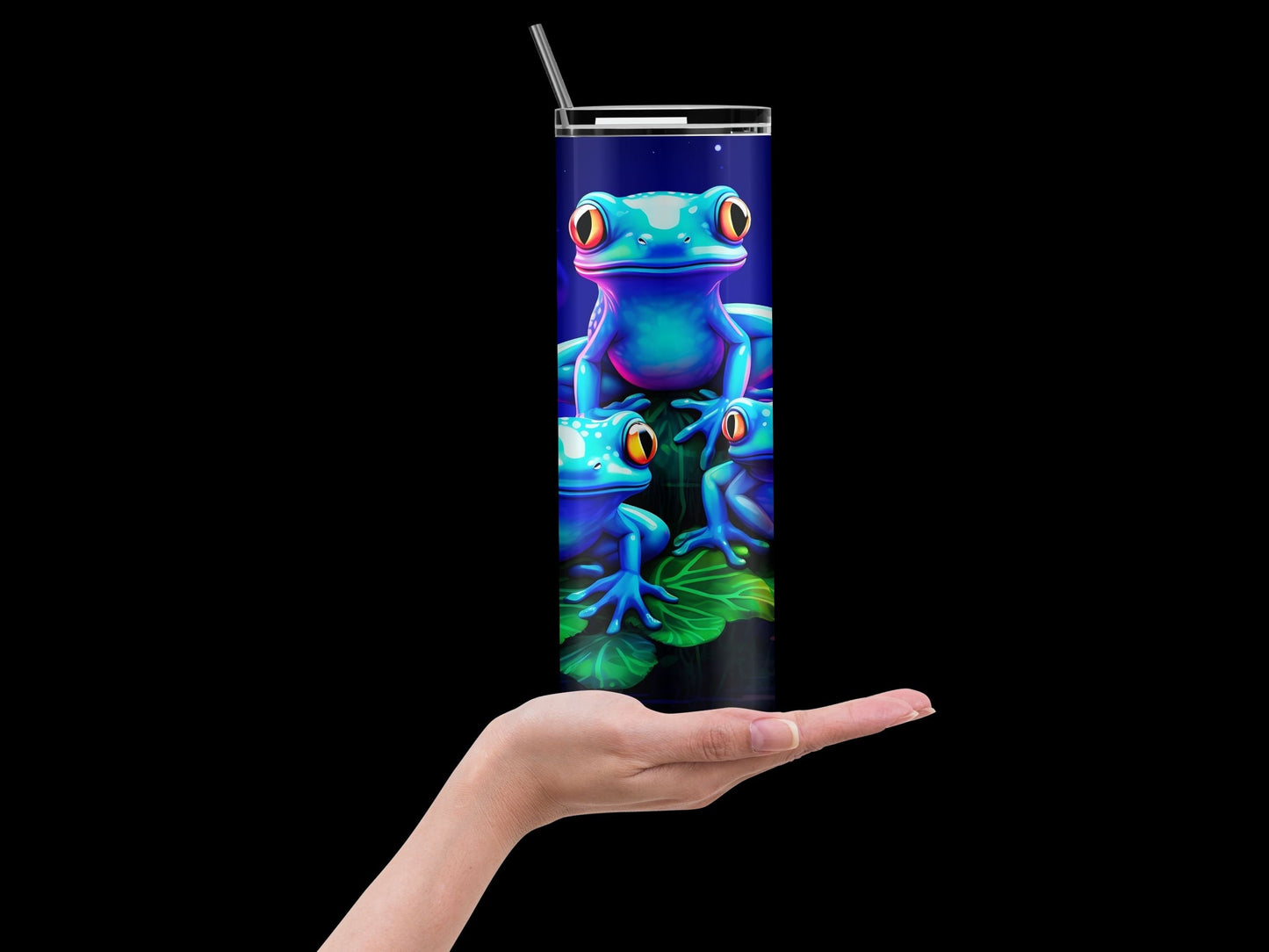 Three Little Frogs On A Lily Pad 20oz Kids Tumbler Sublimation Design Template, Tumbler Wraps for Children, Instant Download PNG