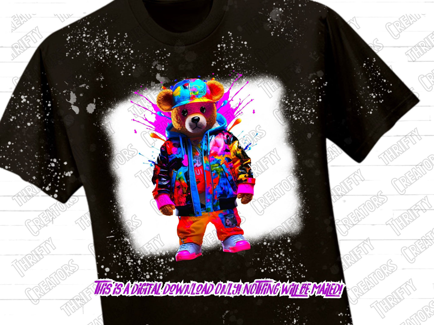 Teddy Bear png for Colorful png design.  Shirts and sublimation designs for urban design and streetwear, dtg - Thrifty Creators