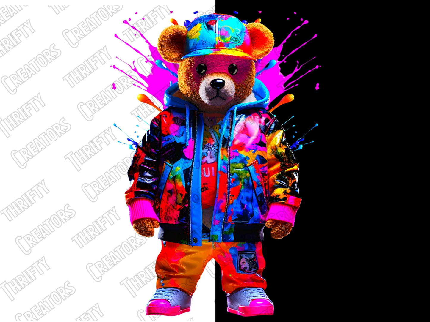 Teddy Bear png for Colorful png design.  Shirts and sublimation designs for urban design and streetwear, dtg - Thrifty Creators