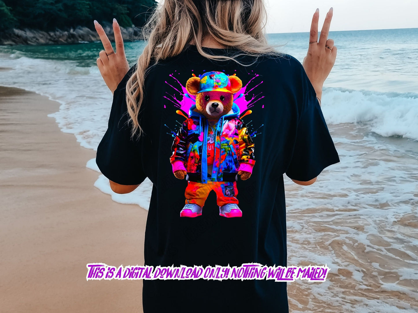 Teddy Bear png for Colorful png design.  Shirts and sublimation designs for urban design and streetwear, dtg - Thrifty Creators