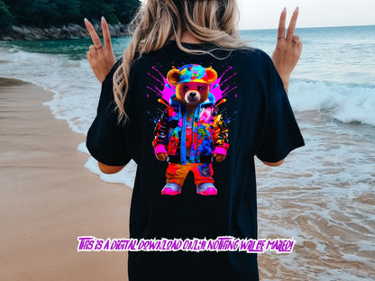 Teddy Bear png for Colorful png design.  Shirts and sublimation designs for urban design and streetwear, dtg - Thrifty Creators