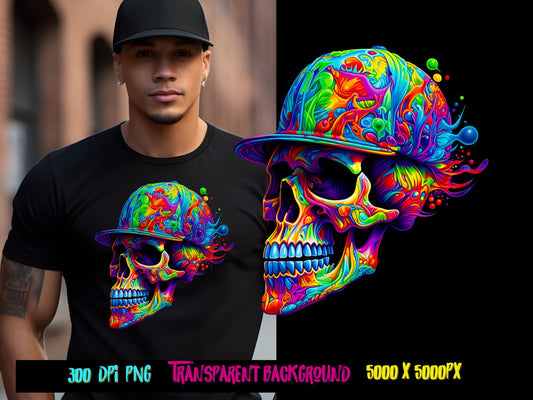 Hip hop skull Colorful png for t-shirts and sublimate designs, graffiti png, urban design, png for men, abstract png, - t shirt designs, png