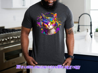 Cat png for Colorful png design.  Png for shirt, sublimation designs for urban design and streetwear