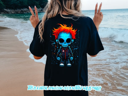 Blue Skull Skater hoodie Png for shirt graphic, sublimation designs and dtf designs - Thrifty Creators Original