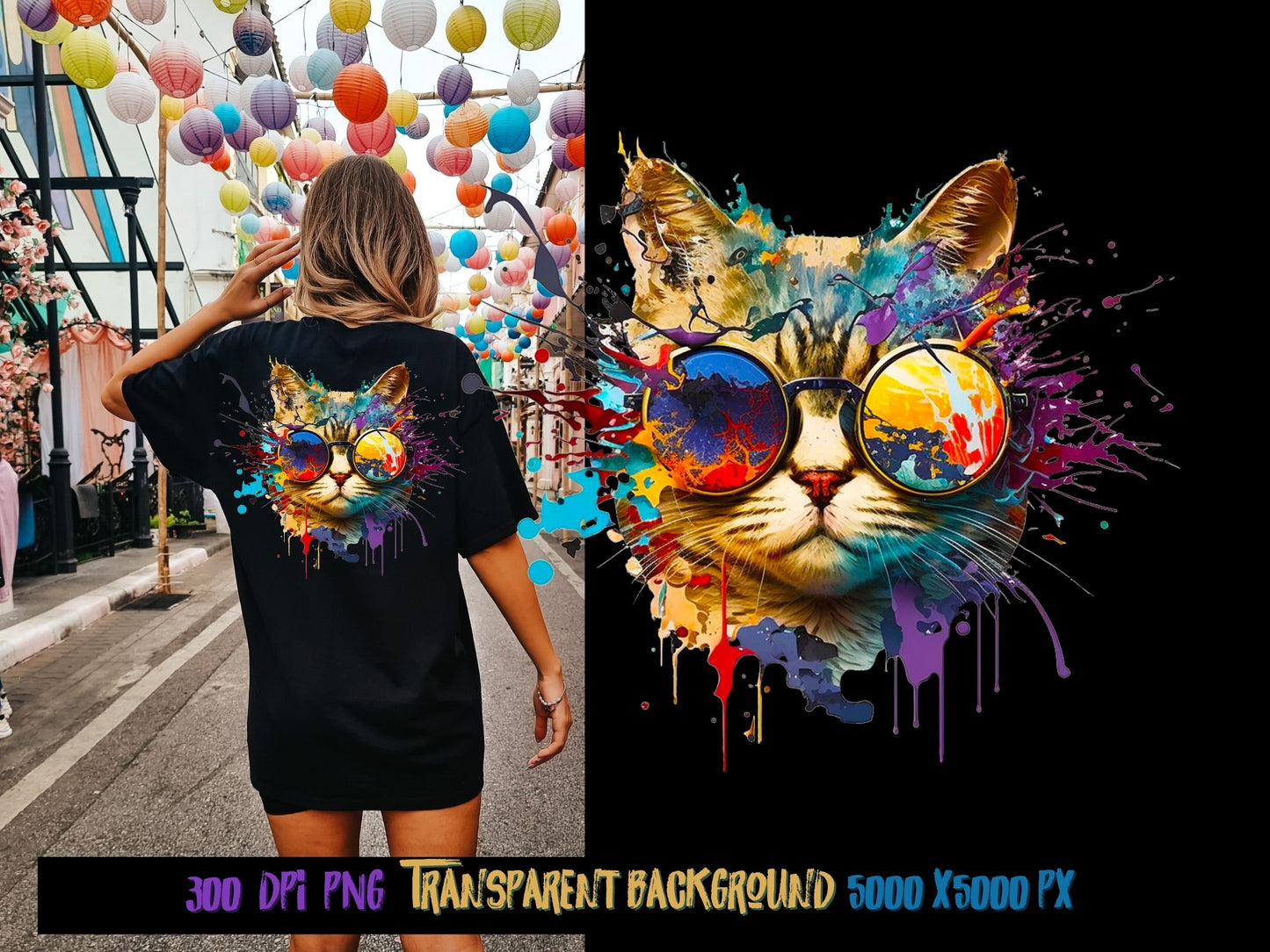 Cat png, colorful cat watercolor sublimation digital Download, cat Sublimation design, sublimation download, png for sublimation designs,