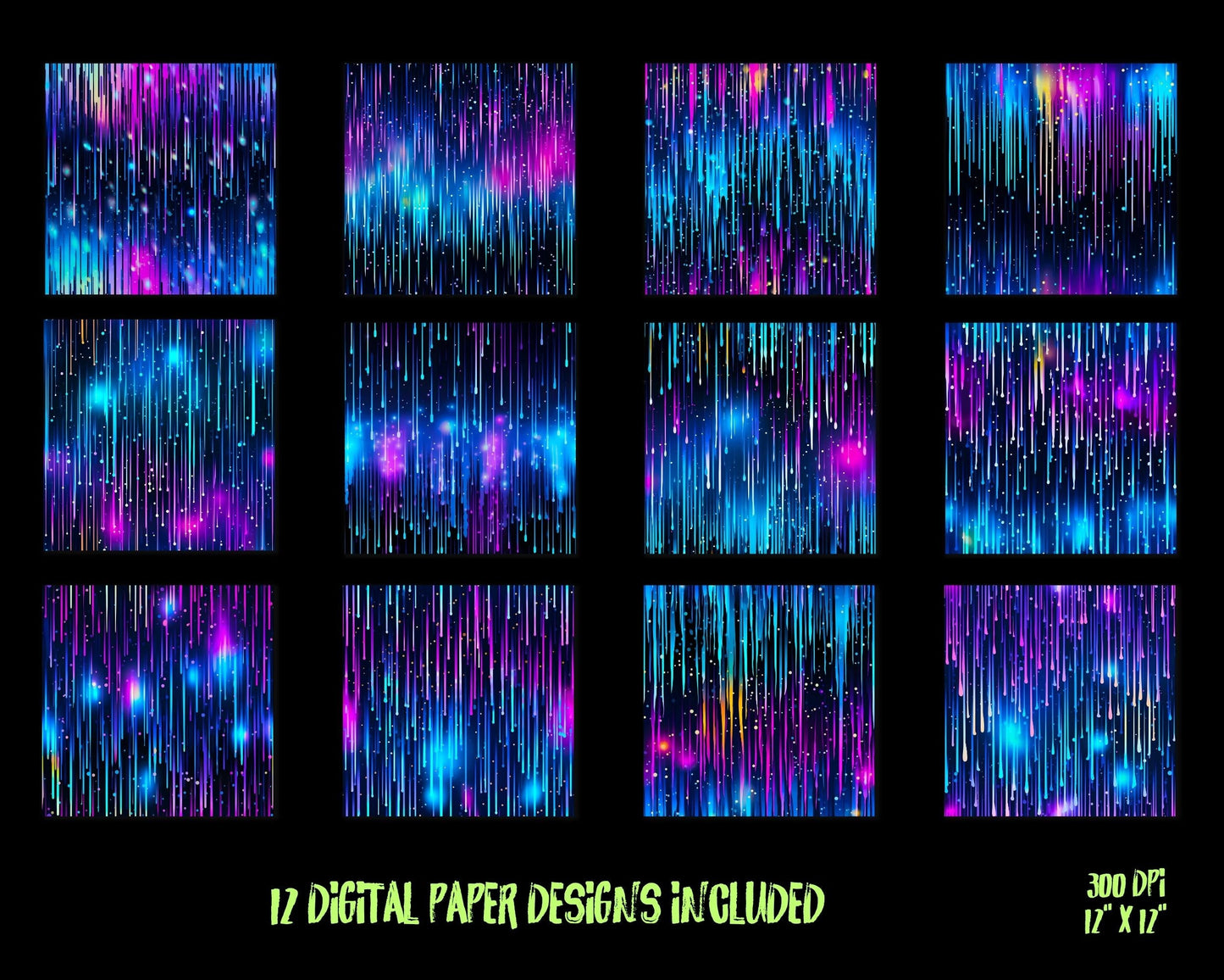 Dripping Neon Digital Paper, background papers, craft paper digital, digital background, digital paper, neon backgrounds, neon pattern