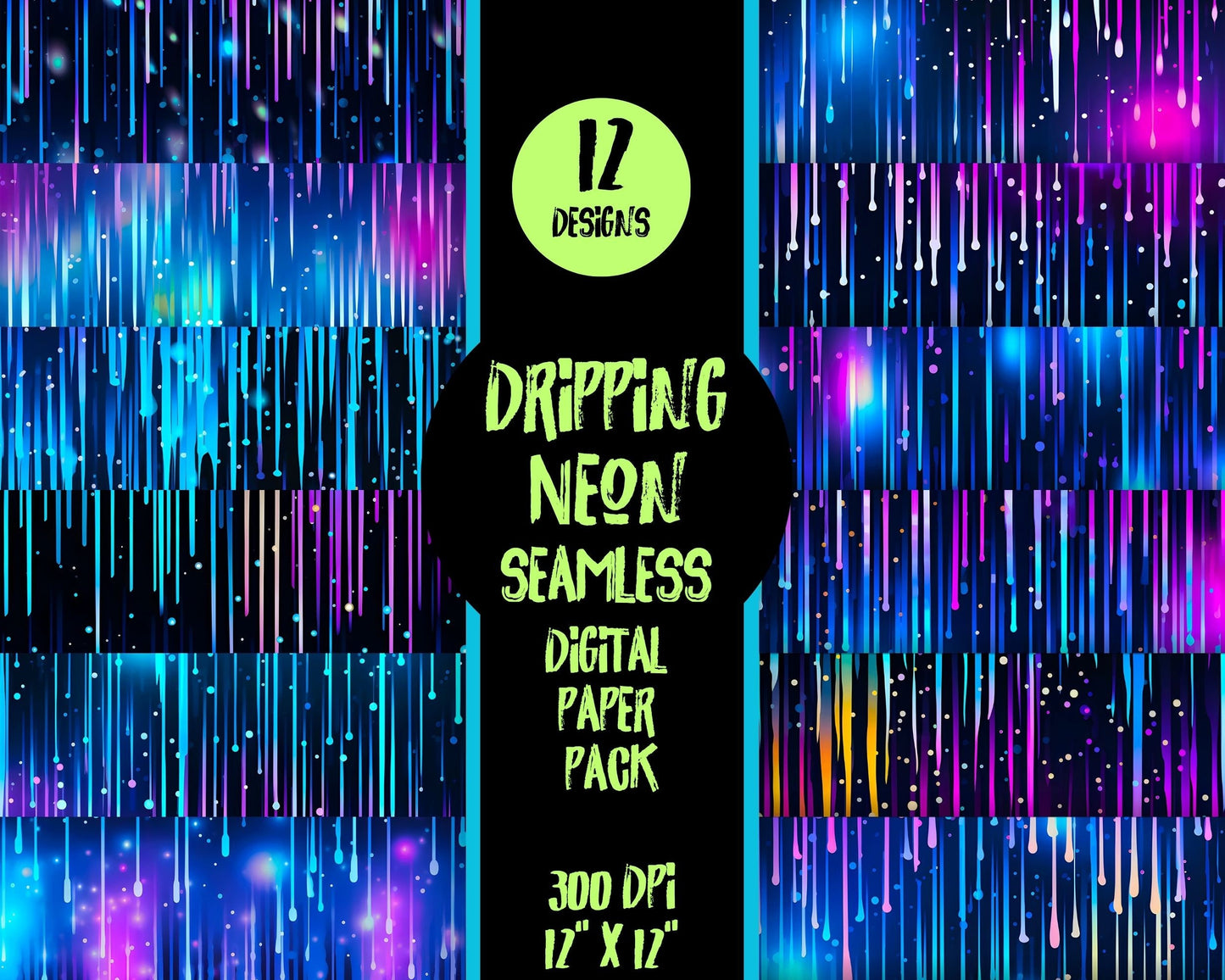 Dripping Neon Digital Paper, background papers, craft paper digital, digital background, digital paper, neon backgrounds, neon pattern