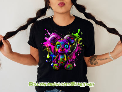 Teddy Bear png for Colorful png design.  Shirts and sublimation designs for urban design and streetwear hoodie designs, png for sublimate