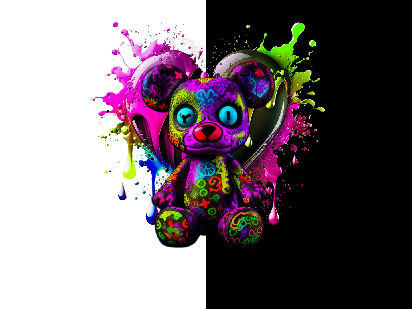 Teddy Bear png for Colorful png design.  Shirts and sublimation designs for urban design and streetwear hoodie designs, png for sublimate