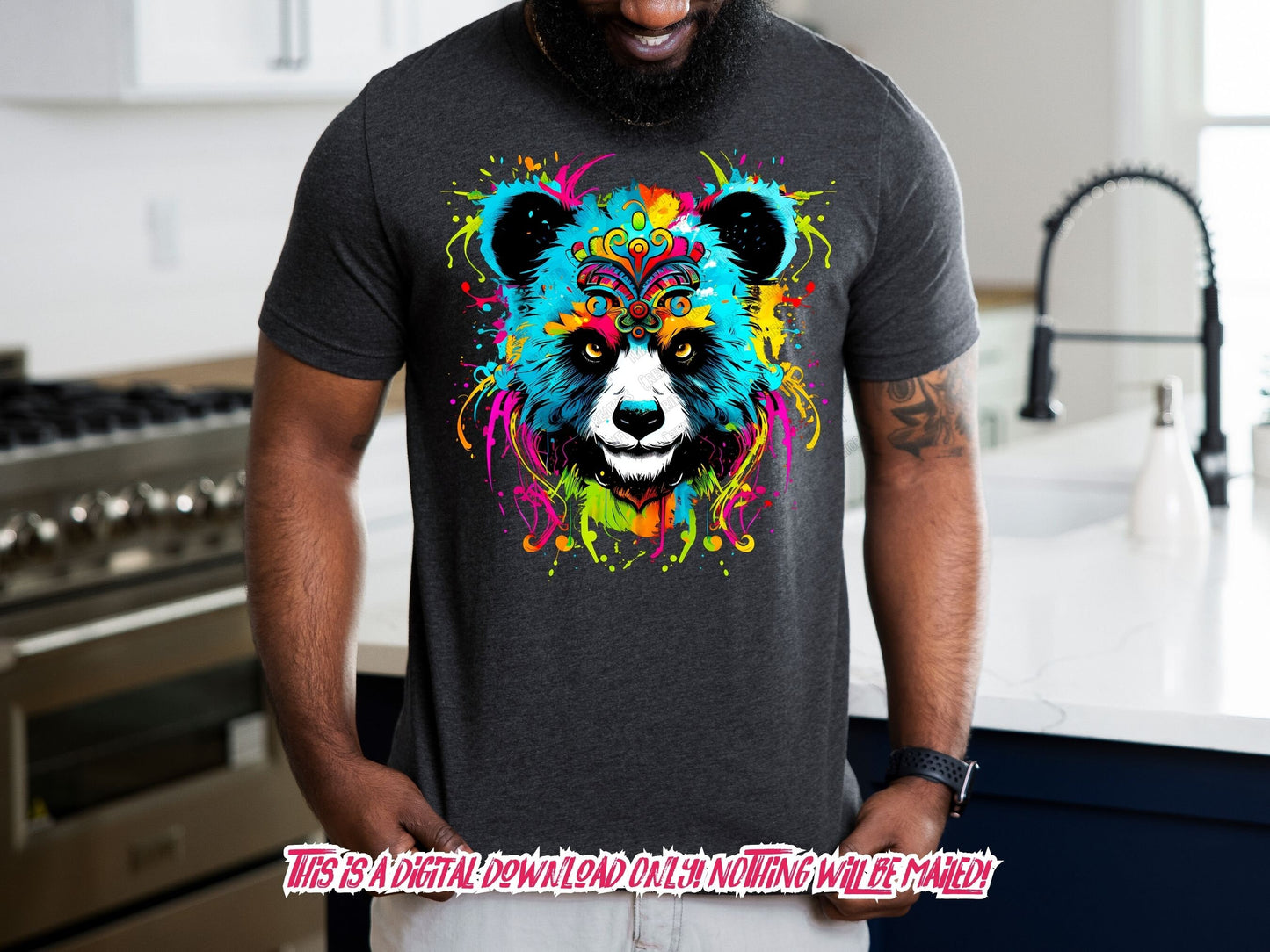 Panda Bear png for Colorful png design.  Png for shirt, sublimation designs for urban design and streetwear, Dtf Designs for hoodie designer