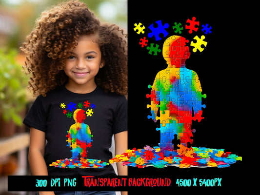 Kid Puzzle Pieces, Autism puzzle piece png sublimation design download, Autism awareness png, Autism puzzle png, sublimate designs download