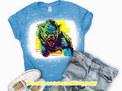 Werewolf png for Colorful png design.  Png for shirt, sublimation designs for urban design and streetwear