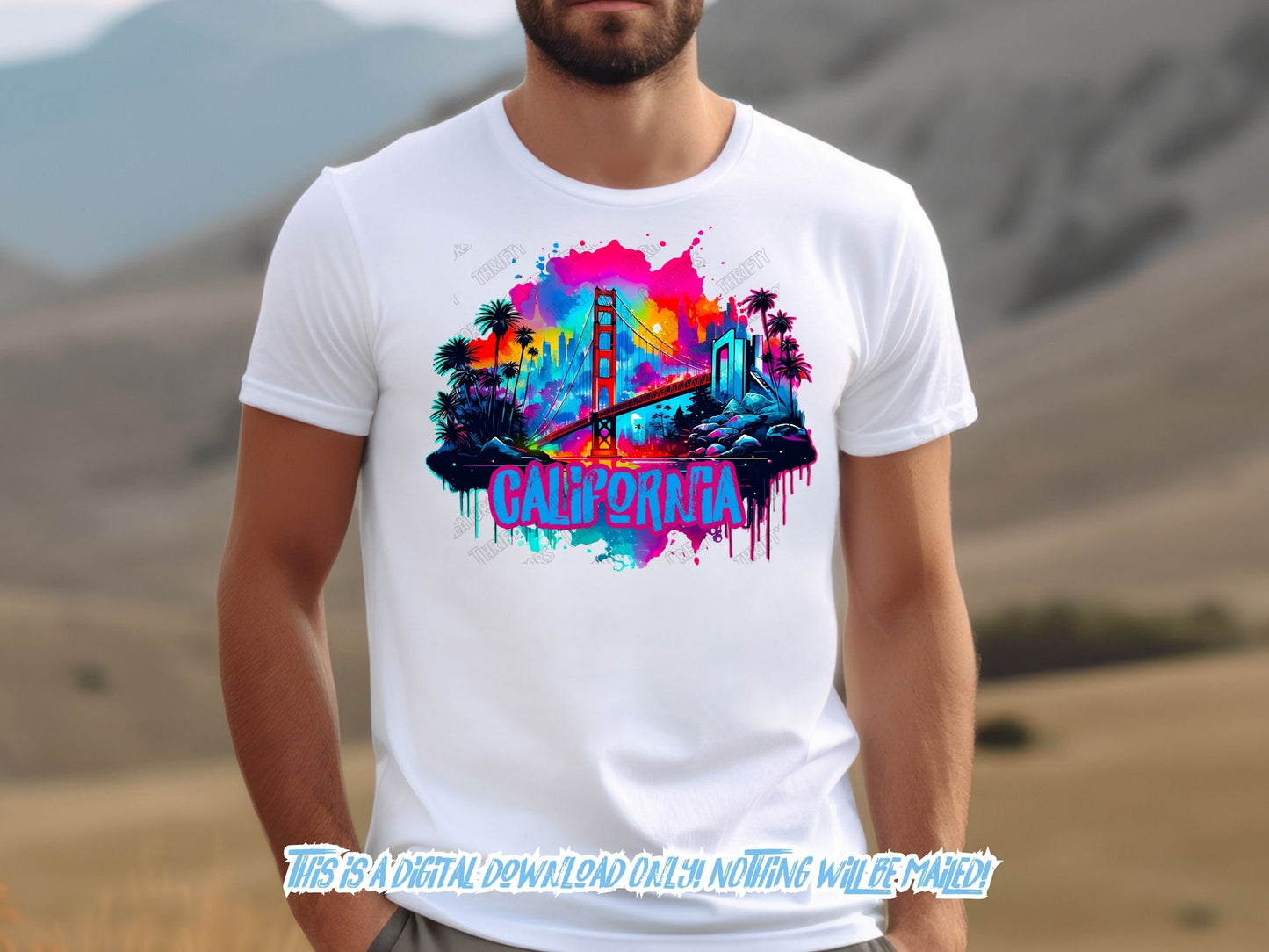 California Golden Gate Bridge Graffiti png for Colorful png design.  Png for shirt, sublimation designs for urban design and streetwear png