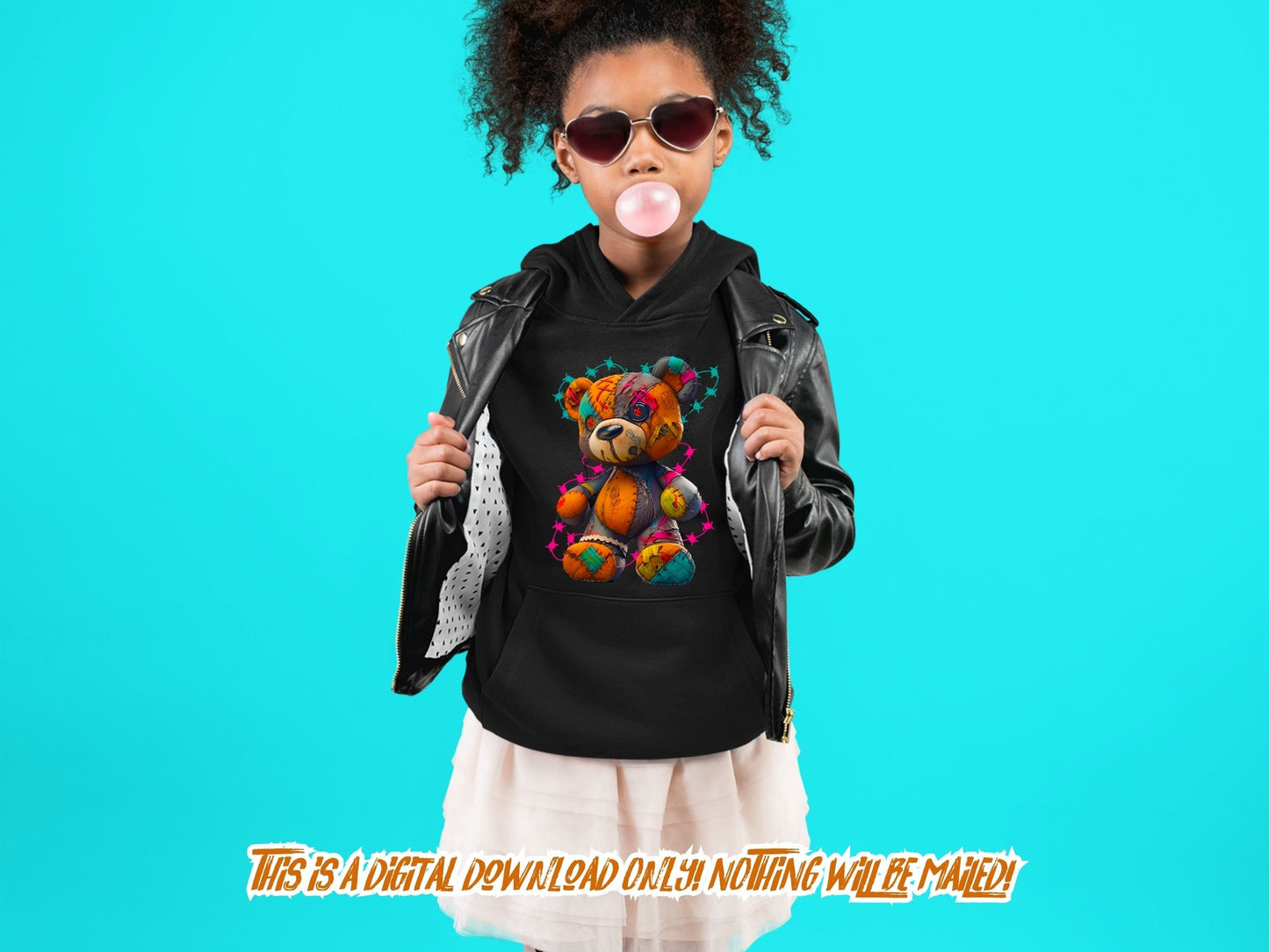 Tattered Teddy Bear png for Colorful sublimate design.  Png for shirt, sublimation designs for urban design and streetwear