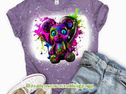 Teddy Bear png for Colorful png design.  Shirts and sublimation designs for urban design and streetwear hoodie designs, png for sublimate