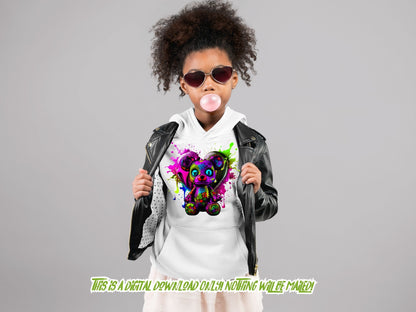 Teddy Bear png for Colorful png design.  Shirts and sublimation designs for urban design and streetwear hoodie designs, png for sublimate