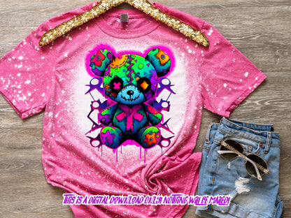 Teddy Bear png, shirt designs, sublimate designs, dtf designs, urban design and streetwear, zombie teddy bear for Halloween png, hoodie png