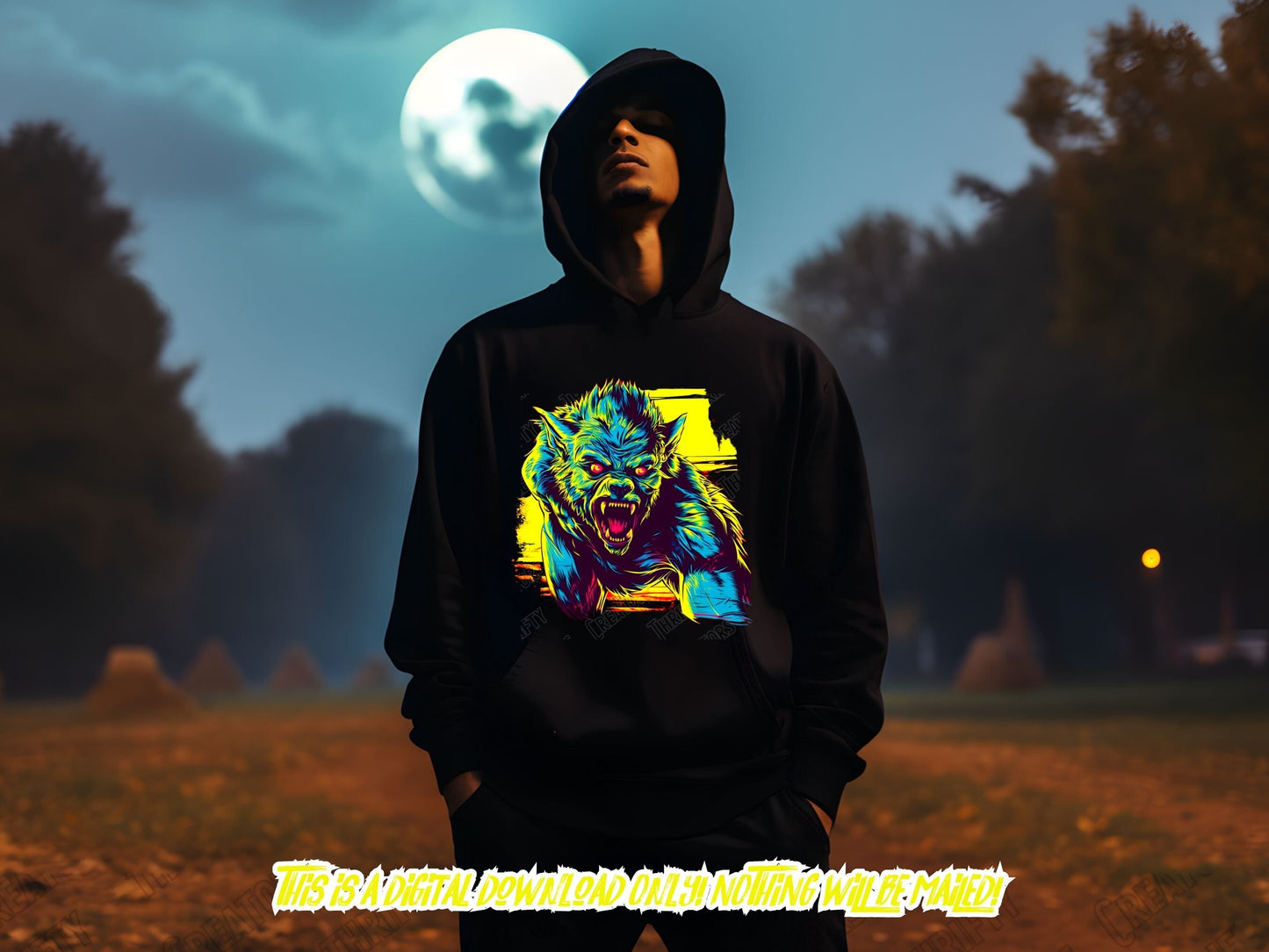 Werewolf png for Colorful png design.  Png for shirt, sublimation designs for urban design and streetwear