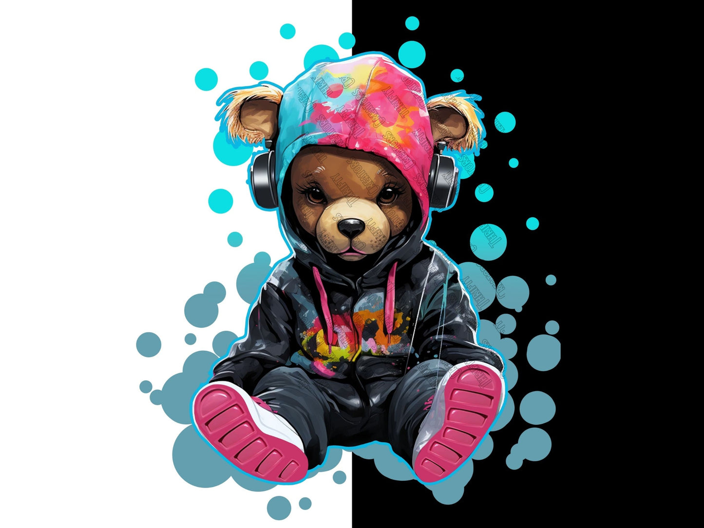 Teddy Bear png for Colorful png design.  Png for shirt, sublimation designs for urban design and streetwear, hoodie designs and dtf designs