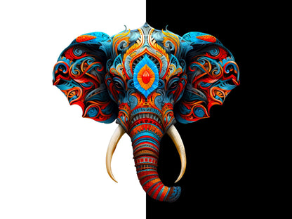 Elephant colorful png for sublimation and dtf designs.  Perfect for your tshirt designs or hoodie designs.  Shop Thrifty Creators for png