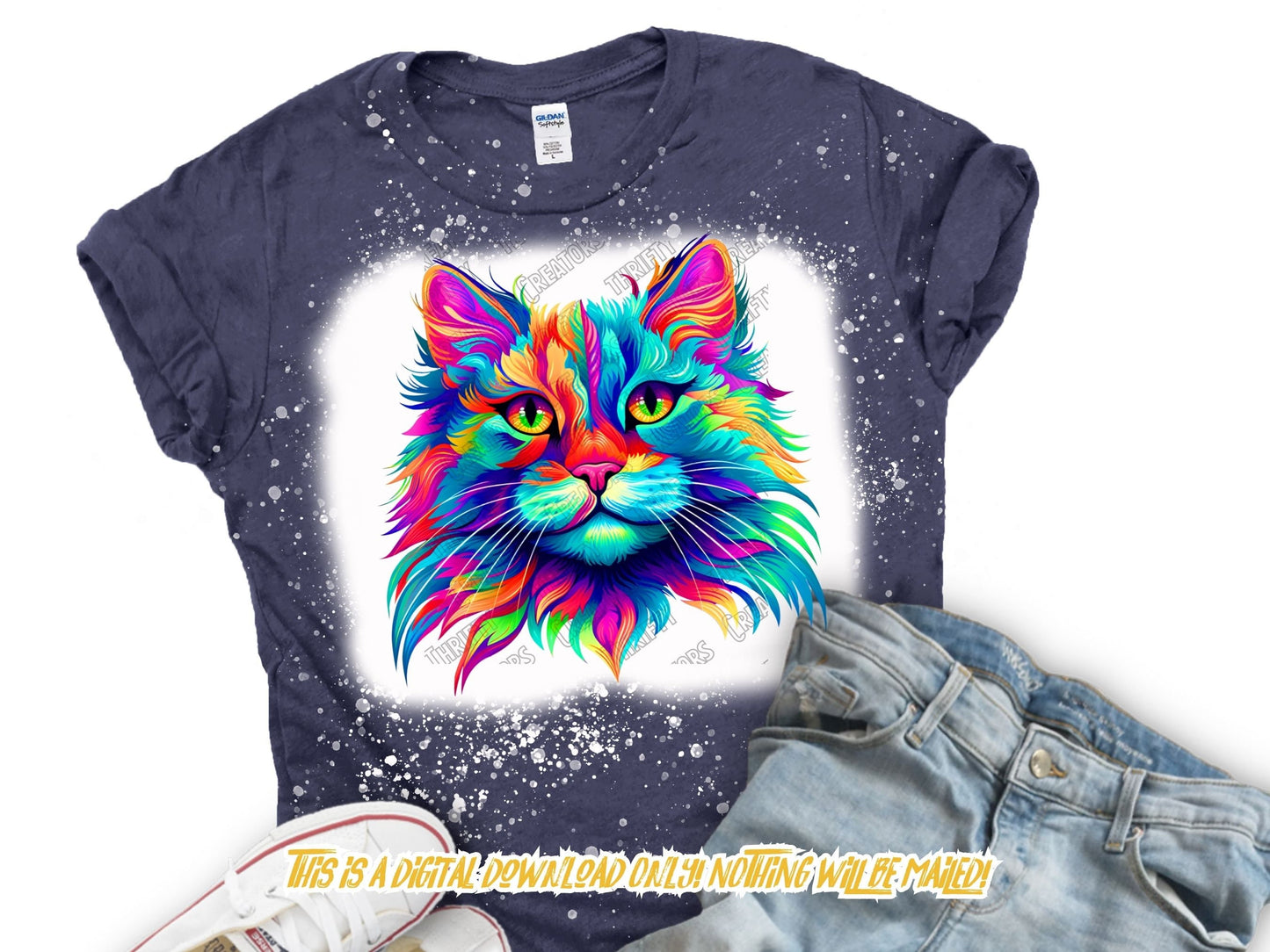 Cat png, colorful cat watercolor sublimation digital Download, cat Sublimation design, sublimation download, t shirt design, hoodie designs