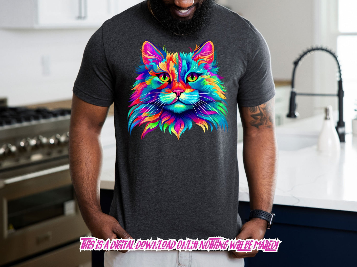 Cat png, colorful cat watercolor sublimation digital Download, cat Sublimation design, sublimation download, t shirt design, hoodie designs