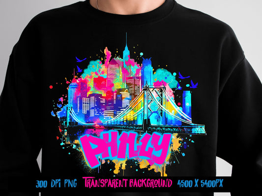 Philly Graffiti png for hoodie design and t shirt graphics.  Print on Demand Approved for streetwear hoodies and dtf t shirt graphics png