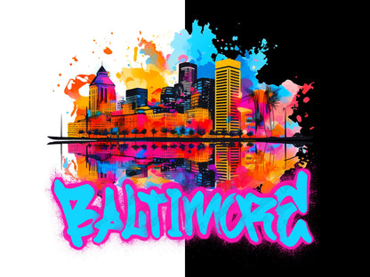 Baltimore Graffiti png for hoodie design and t shirt graphics.  Print on Demand Approved for streetwear hoodies and dtf t shirt graphics png
