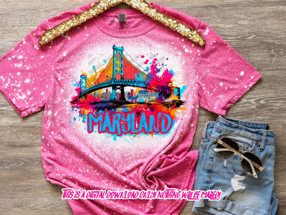 Maryland Graffiti png for hoodie design and t shirt graphics.  Print on Demand Approved for streetwear hoodies and dtf t shirt graphics png