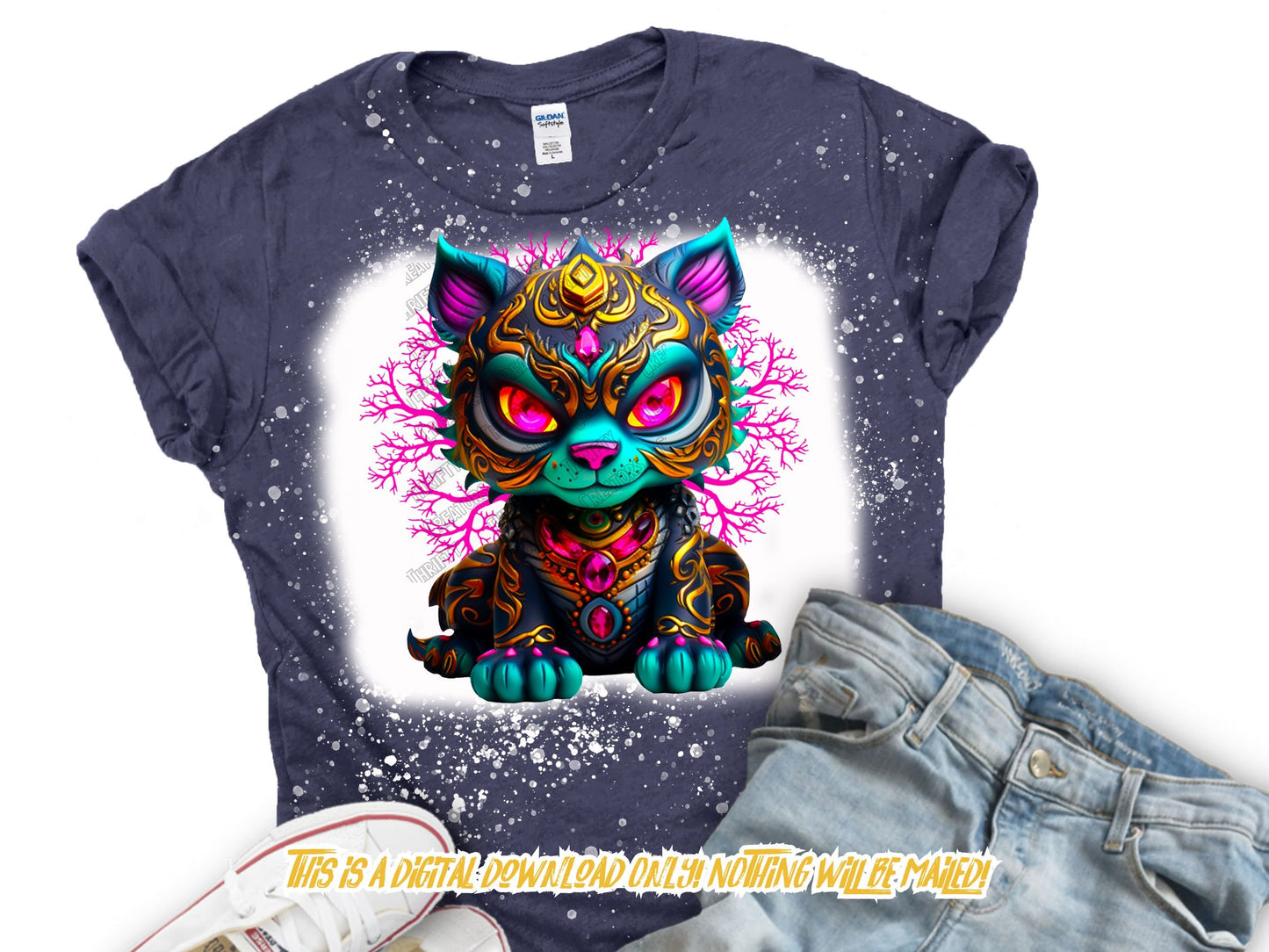Graffiti cat for t shirt graphics, DTF designs and clipart - high resolution- Thrifty Creators original