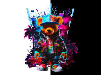 HipHop Teddy Bear png for dtf designs and sublimation, png designs for shirt - Thrifty Creators original design