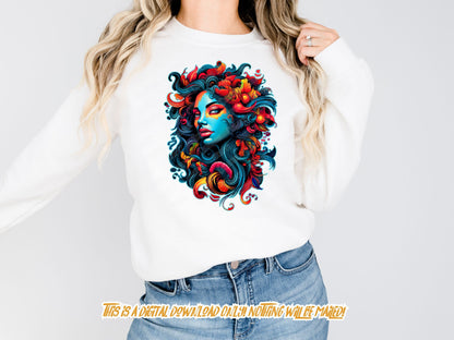 dtf designs for shirt and sublimate designs shirt, sublimation png for shirt, t shirt designs, Elaborate woman png file for sublimate design