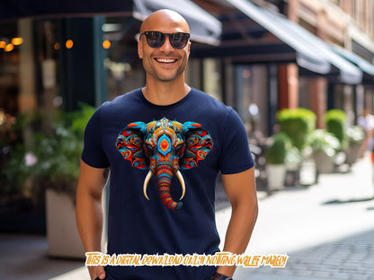 Elephant colorful png for sublimation and dtf designs.  Perfect for your tshirt designs or hoodie designs.  Shop Thrifty Creators for png