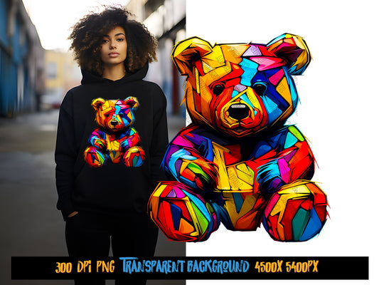 Sketched Teddy Bear png for Colorful png design, Png for shirt, sublimation designs for urban design and streetwear, Kid png designs Thrifty Creators