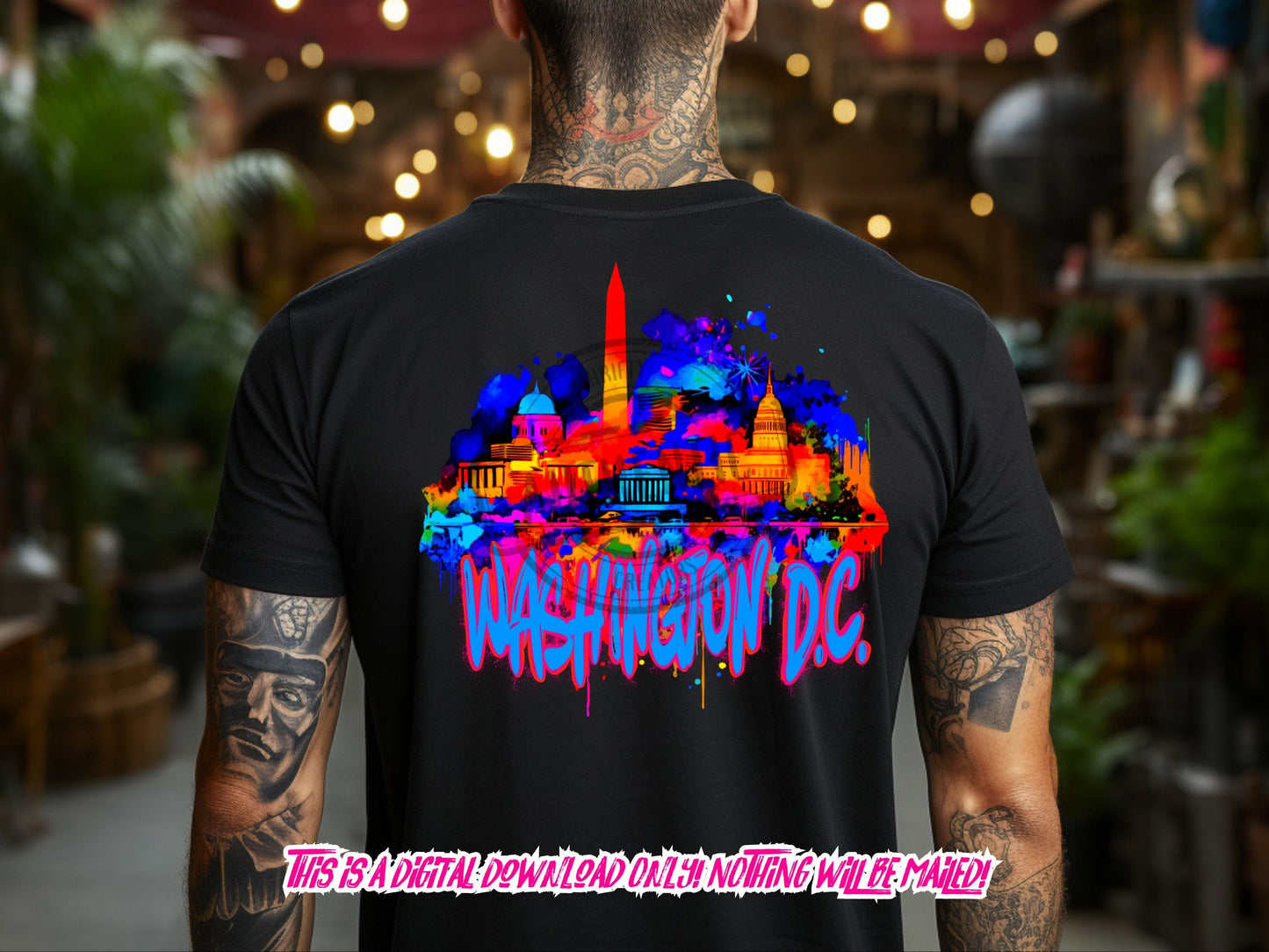 Washington DC Grafitti Cityscape png, neon Graffiti png for Colorful png design. Sublimation designs for urban design and streetwear png