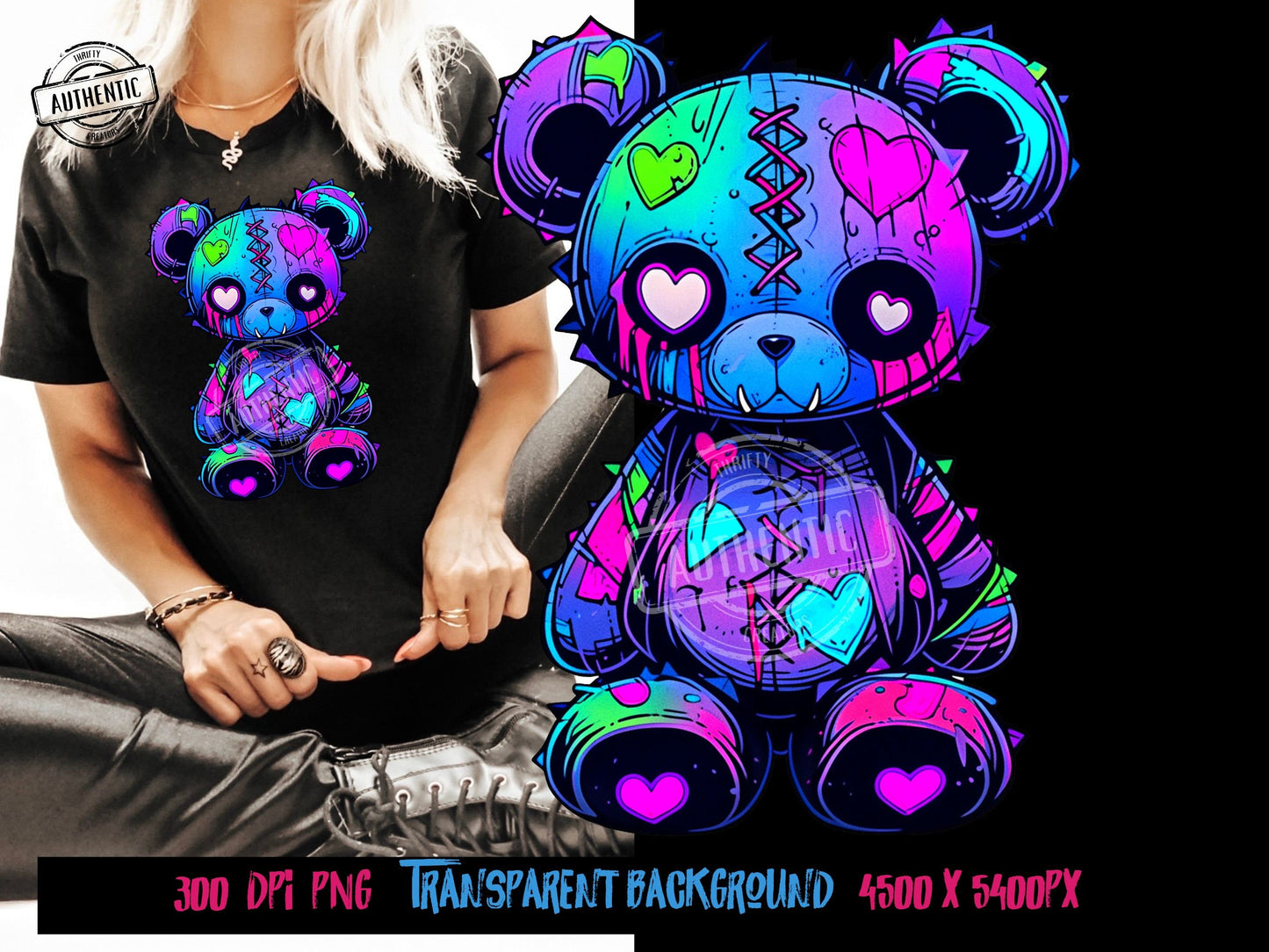 Voodoo Teddy Bear png DTF designs. Colorful png design.  T shirt graphics for kids and adults - Thrifty Creators Copyright 2024
