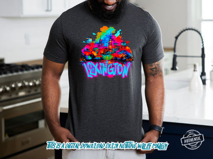 Lexington Kentucky Grafitti Cityscape png, neon Graffiti png for Colorful png design. Sublimation designs for urban design and streetwear