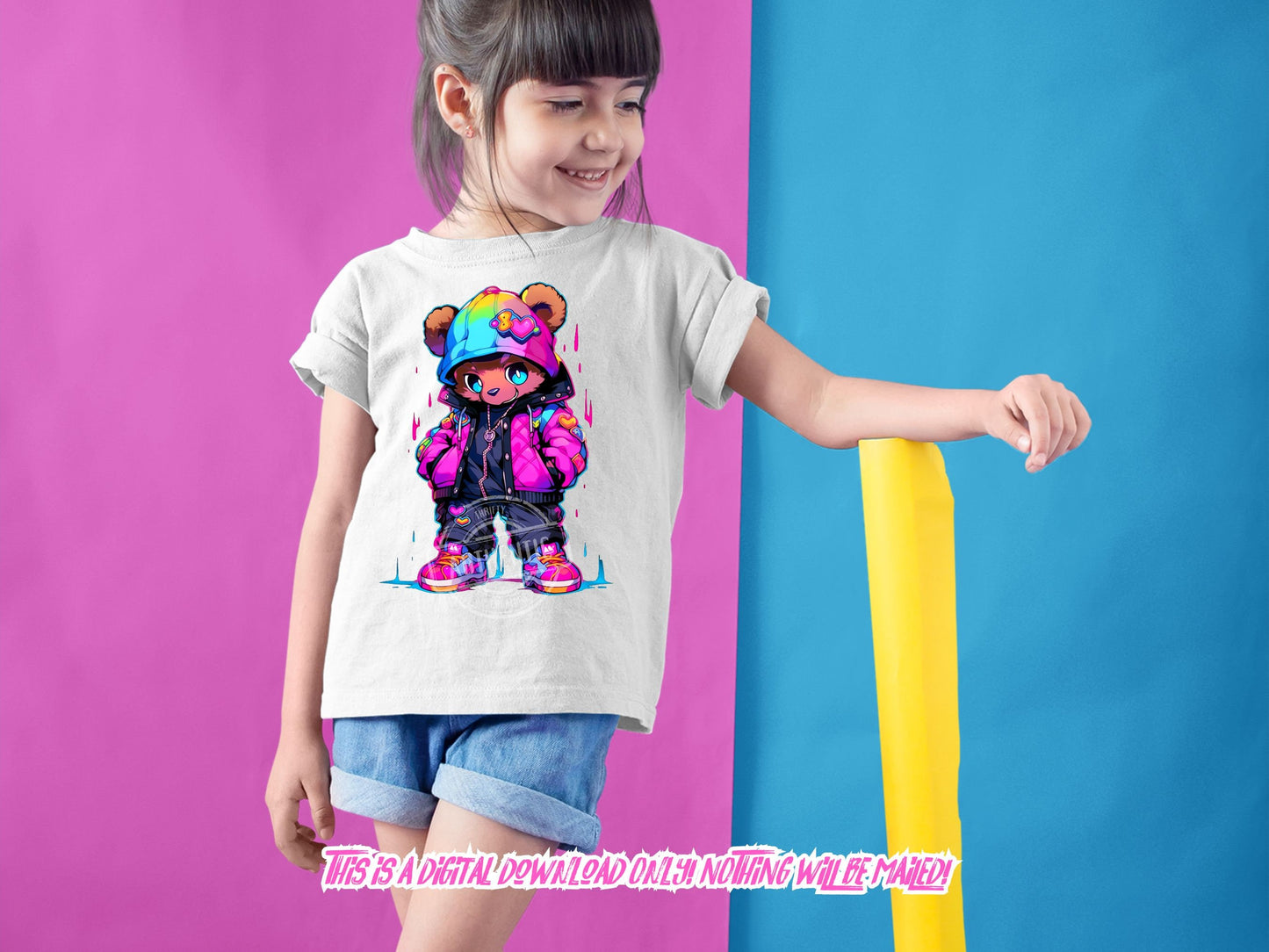 Teddy Bear png for Colorful png sublimation and dtf designs.  Png for shirt, sublimation designs for urban design and streetwear