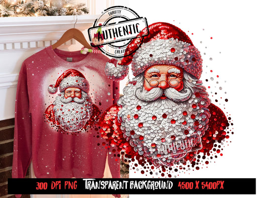 Sequin Santa Christmas sweater design, Funny Christmas Png, Retro Santa png, Christmas png, Christmas Sublimation file for Shirt Design, dtf