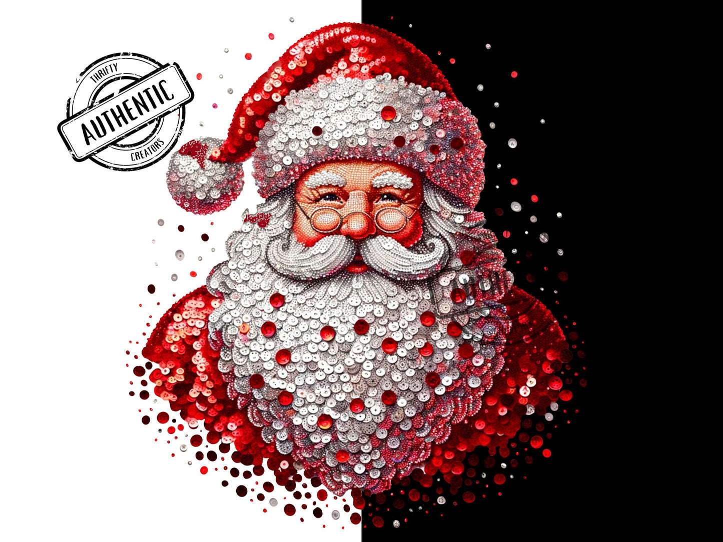 Sequin Santa Christmas sweater design, Funny Christmas Png, Retro Santa png, Christmas png, Christmas Sublimation file for Shirt Design, dtf