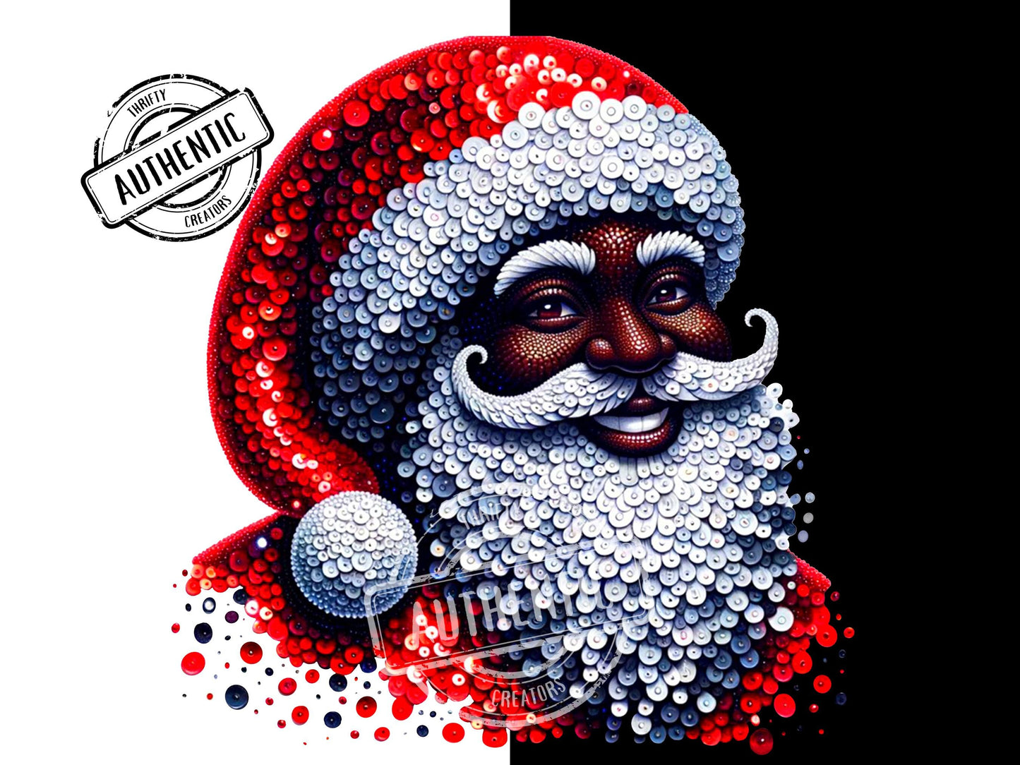 Melanin Santa Christmas sweater design png , Sequin glitter effect, Christmas Png, Black Santa, Christmas png, Christmas Sublimation,dtf png